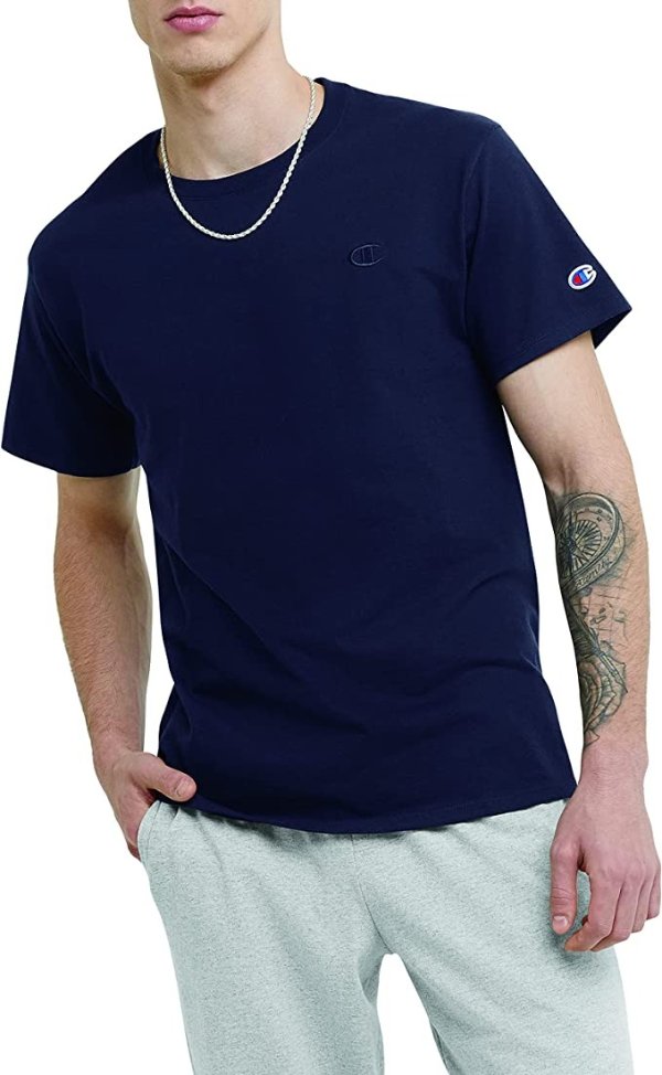 Champion T 恤，经典中性棉 T 恤，“C”标志，常规版型圆领 T 恤