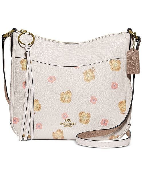 Chaise Pansy Print Leather Crossbody