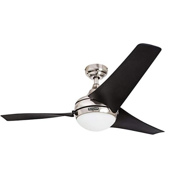 Honeywell Ceiling Fans 50195 Rio 52" Ceiling Fan with Integrated Light Kit and Remote Control, Brushed Nickel