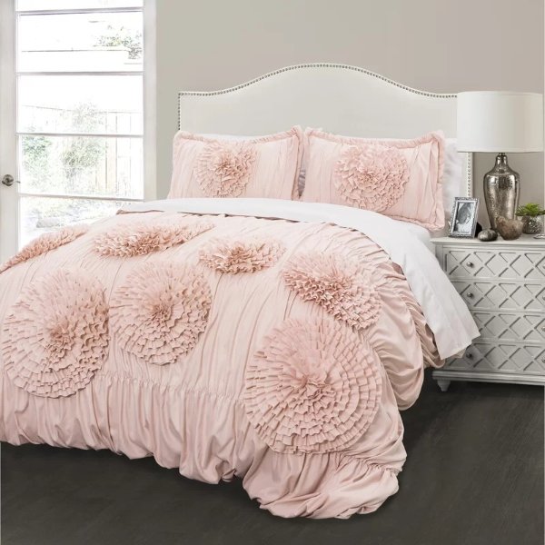 Oropeza 3 Piece Pink Blush Comforter Set