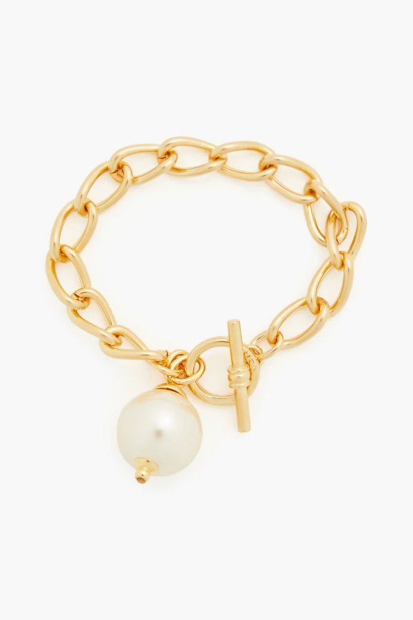 24-karat gold-plated faux pearl bracelet