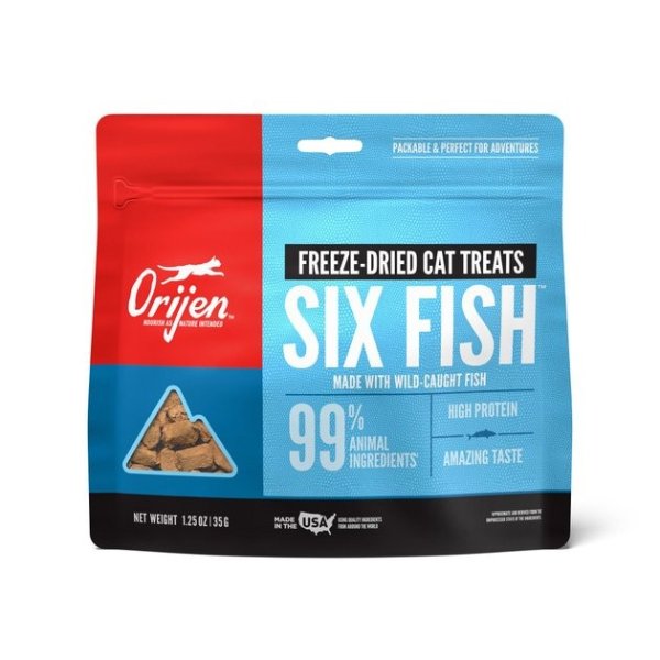 Six Fish Grain-Free Freeze-Dried Cat Treats, 1.25-oz bag - Chewy.com