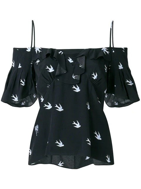 broidered swallow off the shoulder top