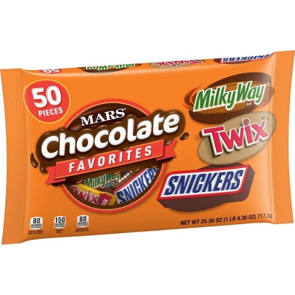 Chocolate Favorites Twix Snickers and Milky Way Halloween Variety Bag - 25.3oz / 50ct