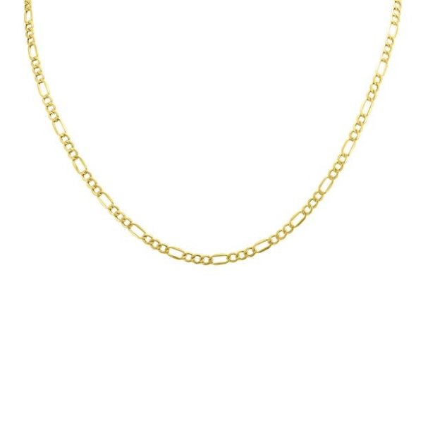 10K Yellow Gold 3.5mm Diamond Cut Oval Figaro Chain with Lobster Clasp - 20 Inch