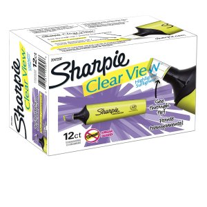 Sharpie Clear View Highlighter, Chisel Tip, 12-Pack, Yellow