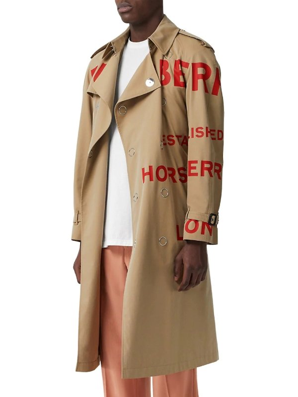 Logo Double-Breasted Snap Trench Coat