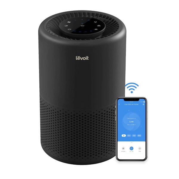 Air Purifiers for Home Large Room, Smart WiFi Alexa Control, H13 True HEPA Filter for Allergies, Pets, Smoke, Dust, Pollen, Ozone Free, 24dB Quiet Cleaner for Bedroom, Core 200S, Black,1 Pack