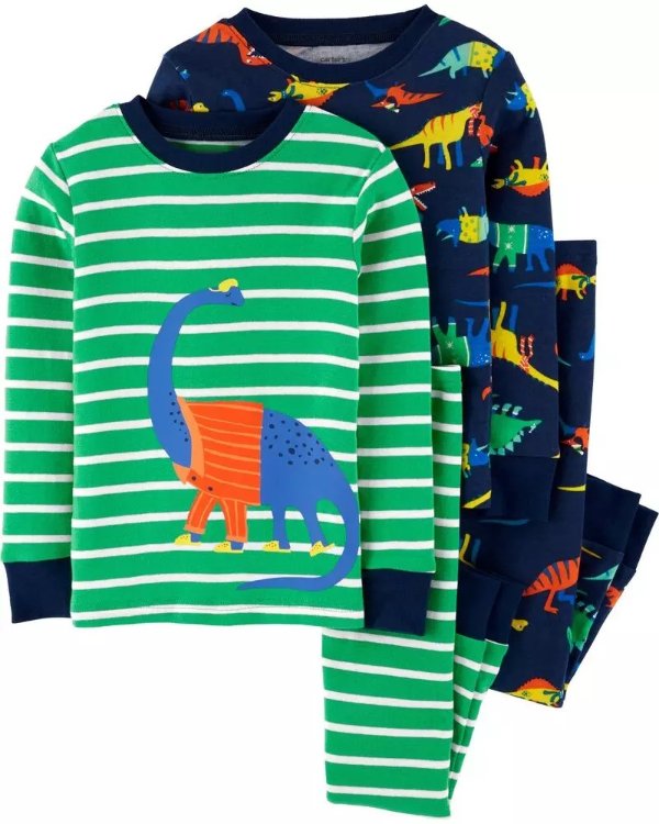 4-Piece Dinosaur Snug Fit Cotton PJs4-Piece Dinosaur Snug Fit Cotton PJs