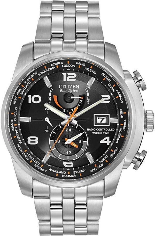 Men's Eco-Drive World Time Atomic Timekeeping Watch with Day/Date, AT9010-52E