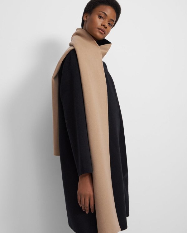 Scarf Coat in Double-Face Wool-Cashmere