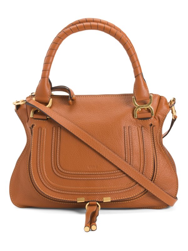 Made In Italy Grained Calfskin Leather Marcie Satchel