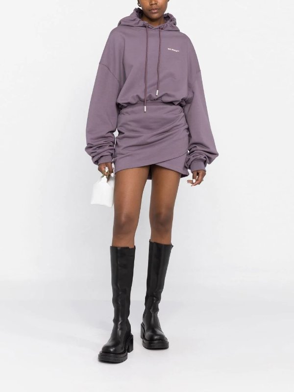 logo-embroidered hoodie dress