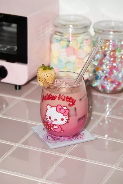 Hello Kitty Strawberry Stemless Wine Glass