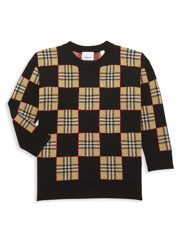 Little Boy's & Boy's Rickman Check-Print Merino Wool Sweater
