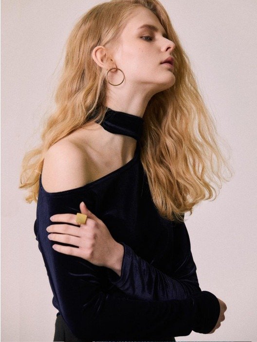 Velvet Choker Top_Navy