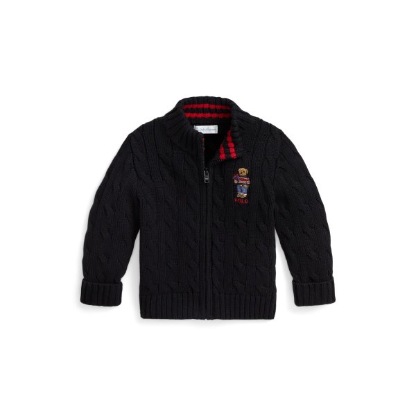 Polo Bear Cotton Full-Zip Sweater