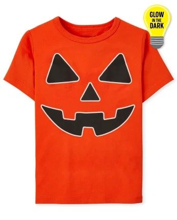 Baby and Toddler Boys Short Sleeve Glow In The Dark Halloween Pumpkin Face Graphic Tee | The Children's Place