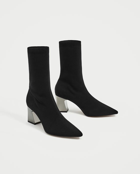 Zara STRETCH FABRIC HIGH HEEL ANKLE BOOTS Details