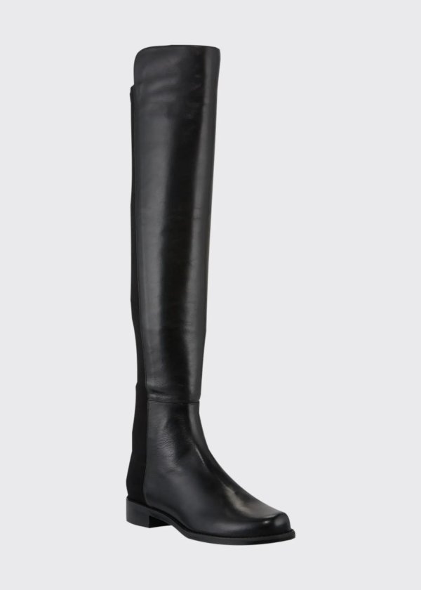 50/50 Leather/Gabardine Over-the-Knee Boots