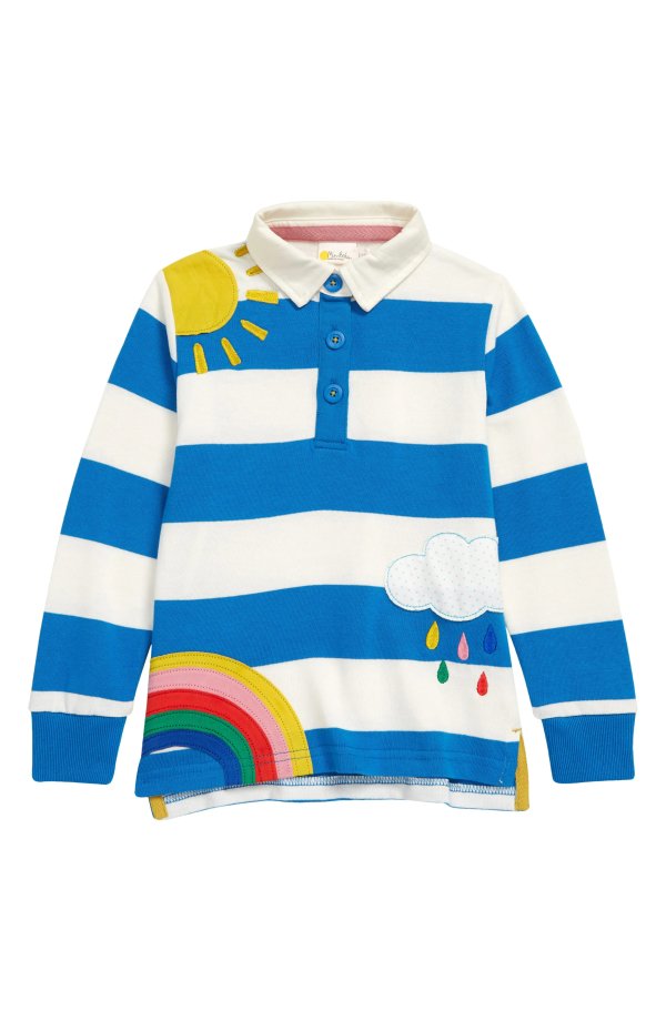 Kids' Stripe Applique Cotton Rugby Shirt