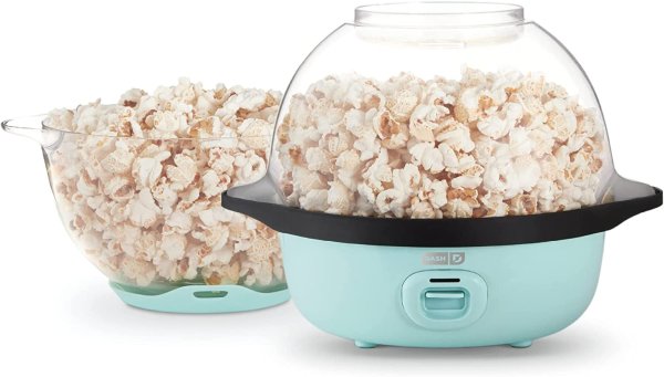 SmartStore™ Stirring Popcorn Maker, 3QT Hot Oil Electric Popcorn Machine with Clear Bowl, 12 Cups - Aqua