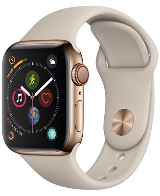 Watch Series 4 GPS + Cellular, 40mm Gold Stainless Steel Case with Stone Sport Band