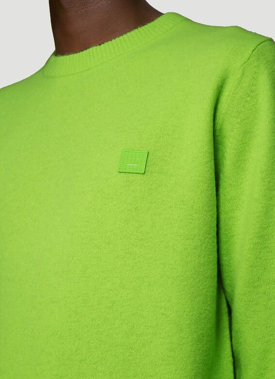 Nalon Face Embroidered Knit Sweater in Green