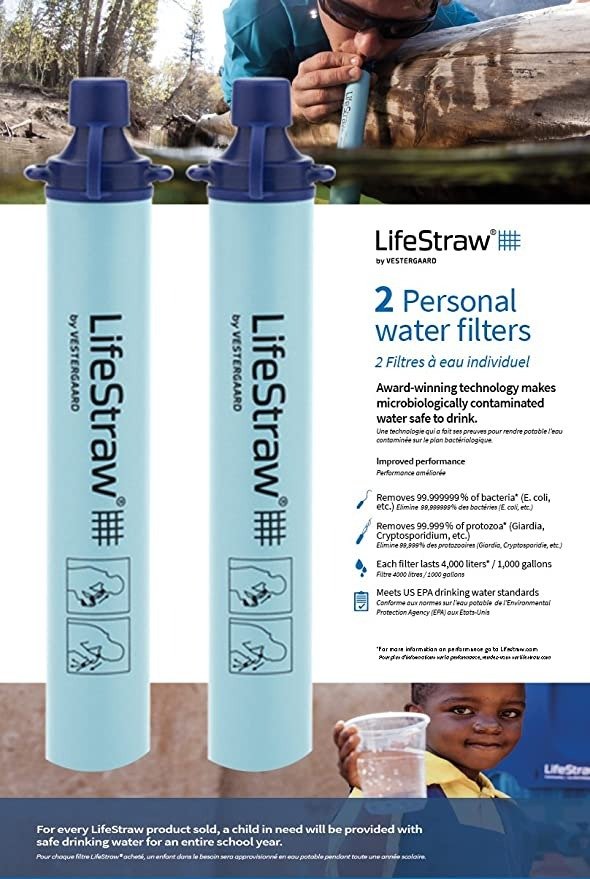 Personal Water Filter for Hiking, Camping, Travel, and Emergency Preparedness