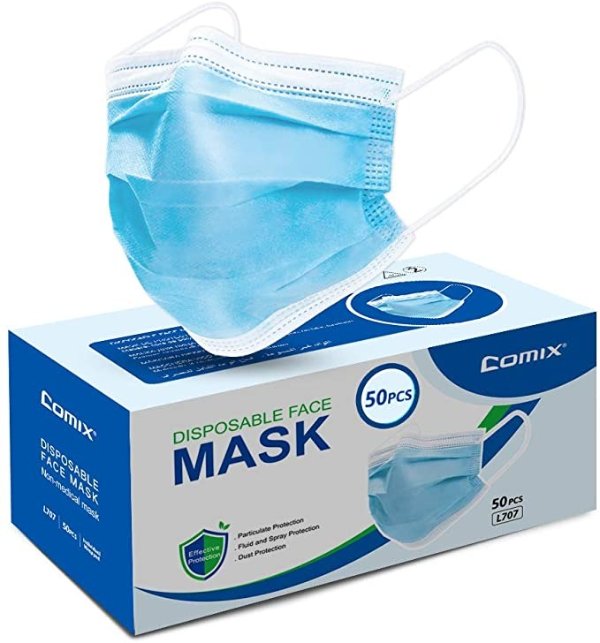 Disposable Face-mask With 3-ply (non Sterile) Procedural-masks, L707 50pcs, 1count, Blue