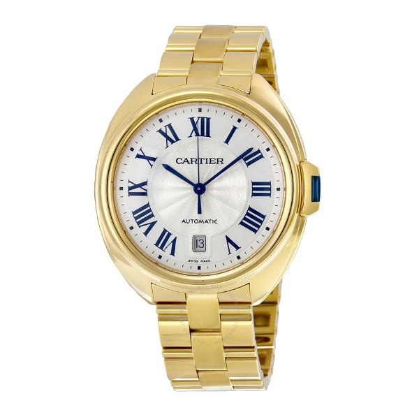 Cle Silvered Flinque Dial 18kt Yellow Gold Men's Watch WGCL0003