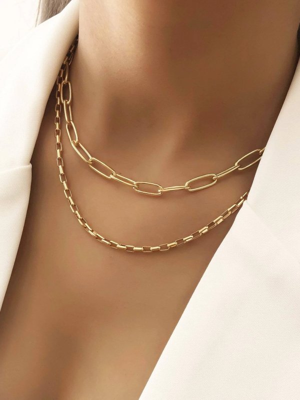 2pcs Metal Chain Necklace