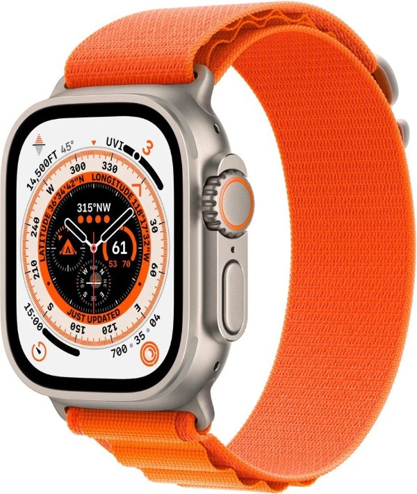 Watch Ultra (GPS + LTE) 49mm Silver Titanium Case & Orange Alpin