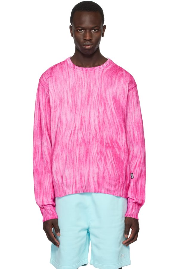 粉色印花针织衫