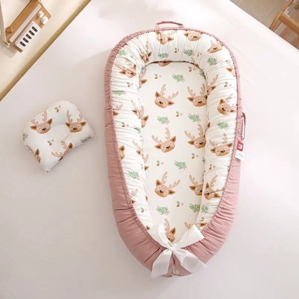 Christmas Elk Pattern Soft Baby Crib In Bed | Free Shipping For New Users | Temu