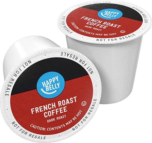 Amazon Brand - 100 Ct. Happy Belly Dark Roast Coffee Pods, French Roast, Compatible with Keurig 2.0 K-Cup Brewers