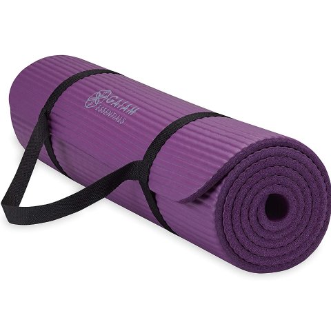 Gaiam Essentials Thick Yoga Mat Fitness & Exercise Mat with Easy-Cinch Yoga  Mat Carrier Strap
