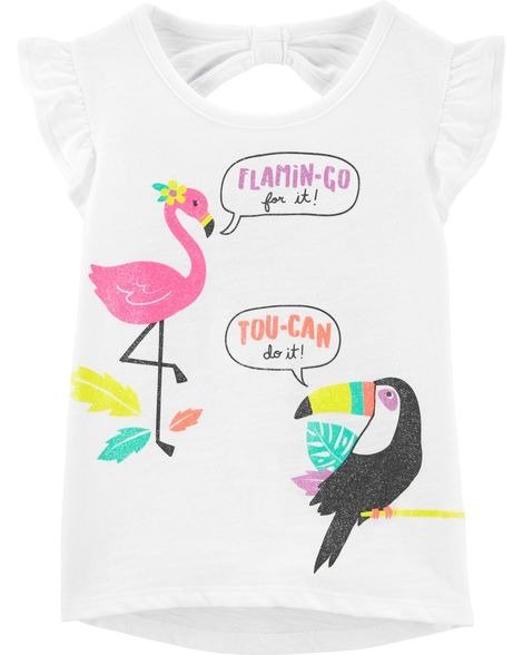 Flamingo & Toucan Hi-Lo Slub Top