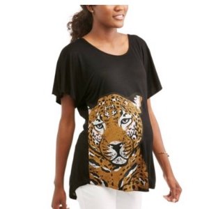 Women's Short Sleeve Leopard Graphic Swing T-Shirt