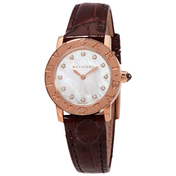 White Mother of Pearl Diamond Dial Ladies Watch 102751