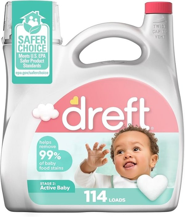 Stage 2: Active Baby Liquid Laundry Detergent, 114 Loads 165 fl oz