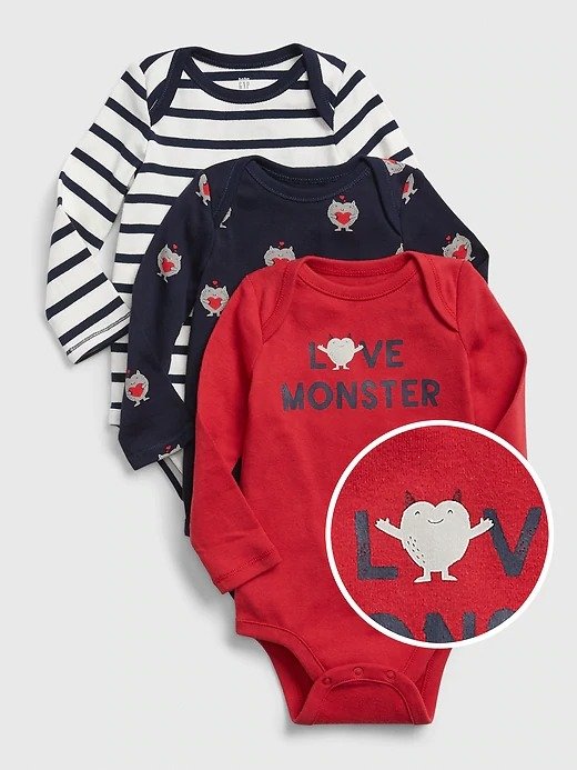 Baby Love Monster Bodysuit (3-Pack)