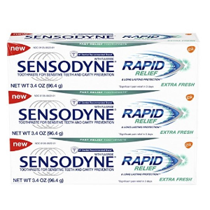 Sensodyne Rapid Relief Sensitivity Toothpaste, Extra Fresh, 3.4 ounce (Pack of 3)