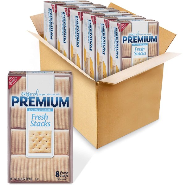 Premium Original Fresh Stacks Saltine Crackers, 6 - 13.6 oz Boxes