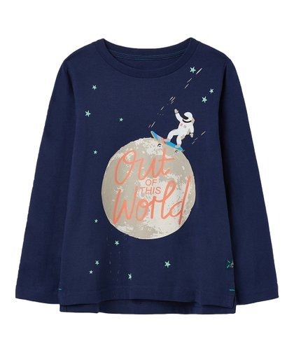Navy & Orange Moon 'Out Of This World' Finlay Long-Sleeve Tee - Toddler & Boys
