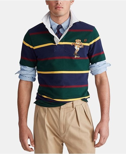 Men's Custom Slim Fit Rugby Bear Mesh Polo Shirt