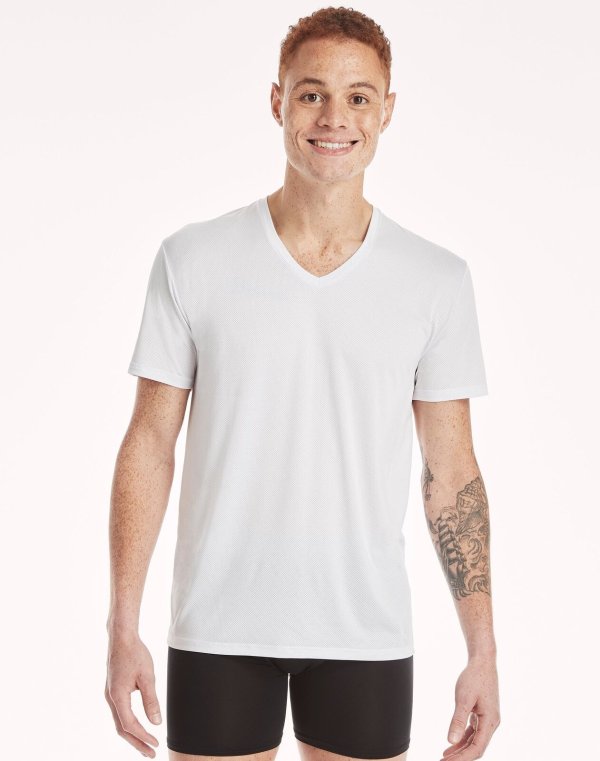 V-Neck Undershirt 4-Pack T-Shirt Short Sleeve Ultimate Men's X-Temp Mesh