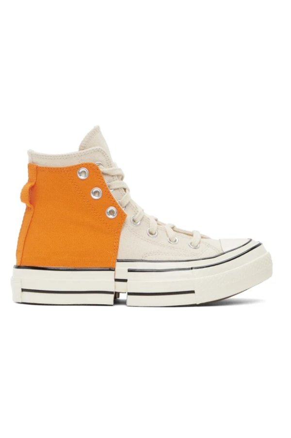 Orange & Off-White 2-In-1 Chuck 70 High Sneakers