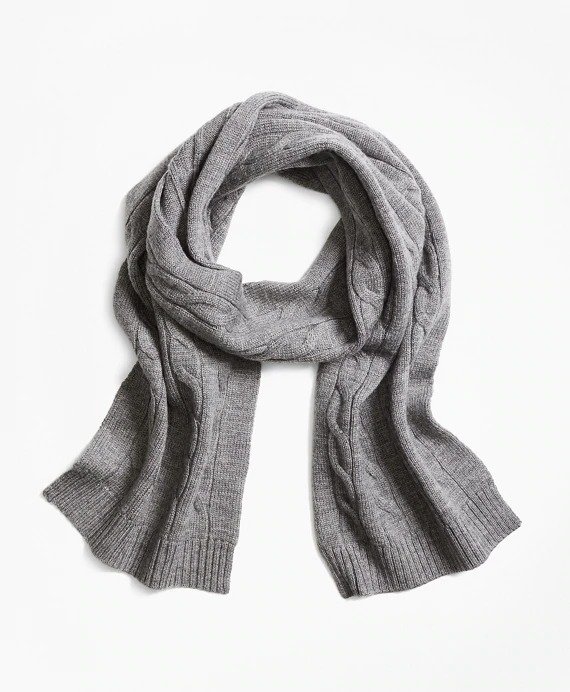 Boys' Merino Wool Grey Cable Knit Scarf | Brooks Brothers