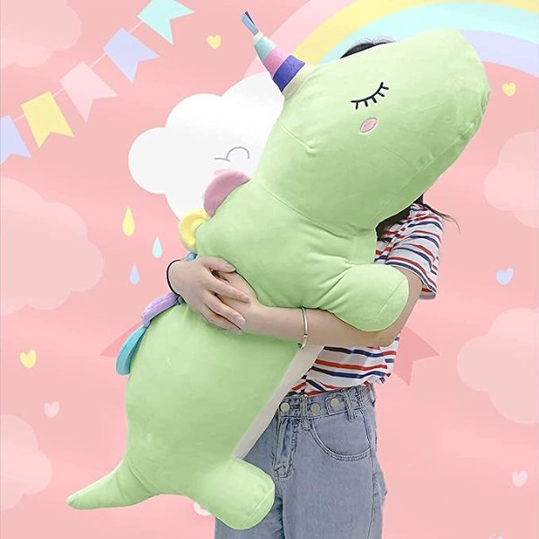 Soft Dinosaur Stuffed Animal Pillow:Cute Big Dino Plush Toy Throw Pillow,Giant Kawaii Plushies Gifts for Kids Birthday,Valentine,Christmas